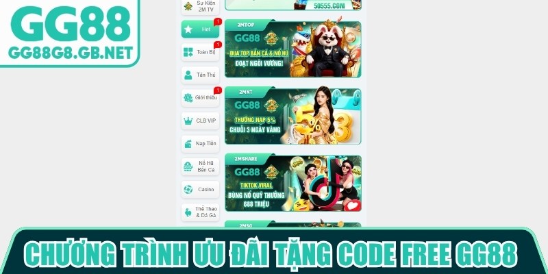 Chương trình ưu đãi tặng code free GG88 bùng nổ cho người chơi