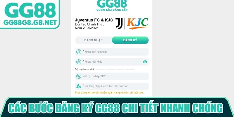 Các bước đăng ký GG88 chi tiết nhanh chóng trên giao diện cho newbie