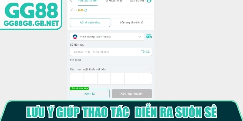 Lưu ý quan trọng giúp thao tác rút tiền tại GG88 diễn ra suôn sẻ