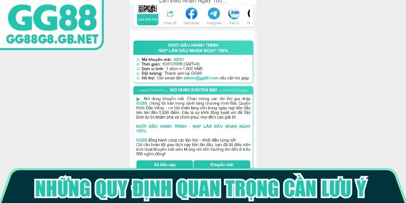 Những quy định quan trọng cần lưu ý khi tham gia nhận mã code tại GG88